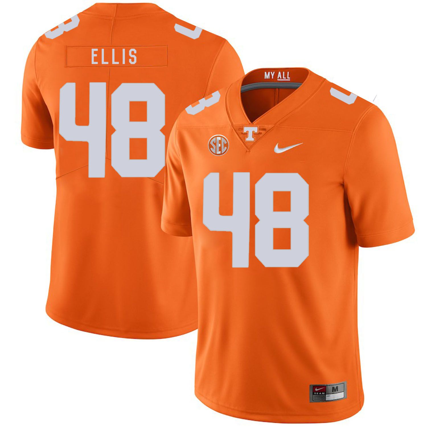 Men Tennessee Volunteers 48 Ellis Orange Customized NCAA Jerseys